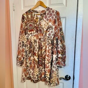Ces Femme Cream Paisley & Geometric Print Dress or tunic